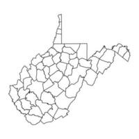 Ouest Virginie Etat carte avec comtés. vecteur illustration.