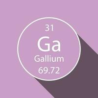 gallium symbole avec longue ombre conception. chimique élément de le périodique tableau. vecteur illustration.