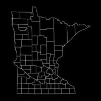 Minnesota Etat carte avec comtés. vecteur illustration.