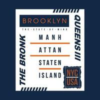 Brooklyn le bronx graphique, typographie t chemise, vecteur conception illustration, bien pour décontractée style