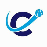 tennis logo conception sur lettre c modèle. tennis sport académie, club logo vecteur