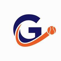 tennis logo conception sur lettre g modèle. tennis sport académie, club logo vecteur