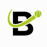 tennis logo conception sur lettre b modèle. tennis sport académie, club logo vecteur