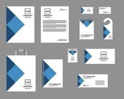 identité, entreprise style. ensemble de modèles pour conception, vecteur. bleu et blanc couleur, conception avec carrés et Triangles. vecteur