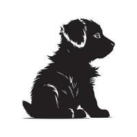 chiot chien silhouette avec vecteur illustration, blanc Contexte