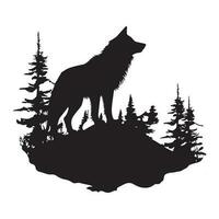 Loup noir silhouette avec vecteur illustration