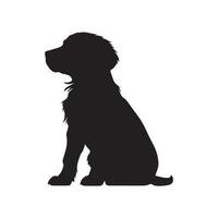 chiot chien silhouette avec vecteur illustration, blanc Contexte