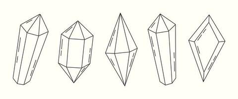collection de Facile contour la magie cristaux, gemmes et minéraux. géométrique abstrait précieux pierres précieuses. vecteur