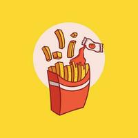 dessin animé logo français frites illustration vecteur