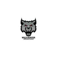 Loup chasseur logo conception jeu esport vecteur