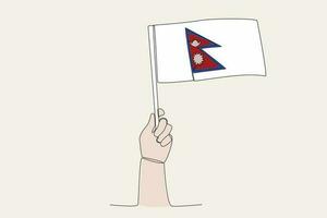 une main élevé le Népal drapeau vecteur