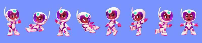 dessin animé ensemble de africain américain enfant astronaute vecteur