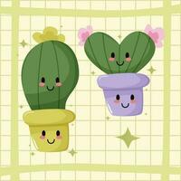 dessin animé mignon de cactus vecteur