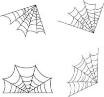 Halloween araignée la toile ensemble isolé. effrayant Halloween araignée avec araignées. contour vecteur illustration