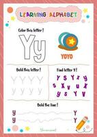 apprentissage alphabet avec tracé découverte et coloration des lettres pour des gamins vecteur