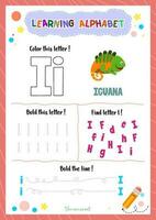 apprentissage alphabet avec tracé découverte et coloration des lettres pour des gamins vecteur