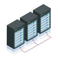 moderne de serveur racks isométrique icône vecteur