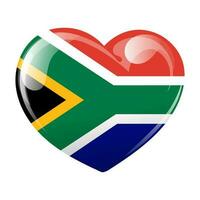 drapeau de le république de Sud Afrique dans le forme de une cœur. cœur avec Sud africain drapeau. 3d illustration, vecteur