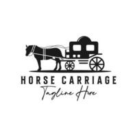 noir cheval le chariot transport logo vecteur