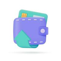 crédit carte et portefeuille 3d icônes.en ligne Paiement sans argent société pour achats. 3d illustration. vecteur