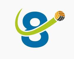 lettre 8 volley-ball logo concept avec en mouvement volée Balle icône. volley-ball des sports logotype modèle vecteur