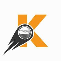 le golf logo sur lettre k. initiale le hockey sport académie signe, club symbole vecteur
