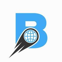 lettre b logo concept avec global monde icône vecteur modèle