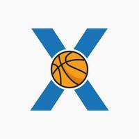 basketball logo sur lettre X concept. panier club symbole vecteur modèle