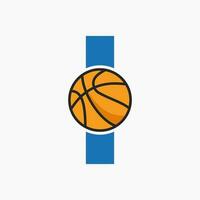 basketball logo sur lettre je concept. panier club symbole vecteur modèle