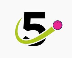 lettre 5 bowling logo. bowling Balle symbole avec en mouvement Balle icône vecteur