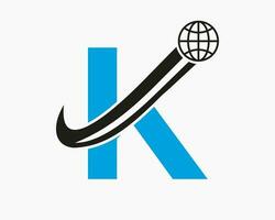 lettre k global logo conception. monde logotype symbole vecteur modèle