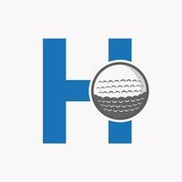 le golf logo sur lettre h. initiale le hockey sport académie signe, club symbole vecteur