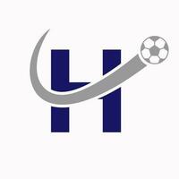 initiale lettre h football logo. Football logo concept avec en mouvement Football icône vecteur