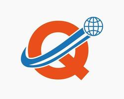 lettre q global logo conception. monde logotype symbole vecteur modèle