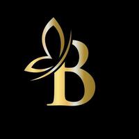lettre b papillon logo concept pour luxe, beauté, spa et mode symbole vecteur