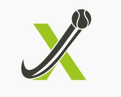 tennis logo sur lettre X. tennis sport académie, club logo signe vecteur