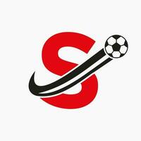 initiale lettre s football logo. Football logo concept avec en mouvement Football icône vecteur