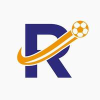 initiale lettre r football logo. Football logo concept avec en mouvement Football icône vecteur