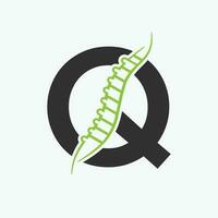 lettre q orthopédique santé OS logo conception avec retour OS icône. OS santé logo signe vecteur
