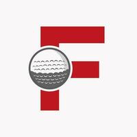 le golf logo sur lettre F. initiale le hockey sport académie signe, club symbole vecteur