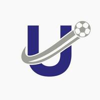 initiale lettre u football logo. Football logo concept avec en mouvement Football icône vecteur