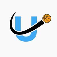 basketball logo sur lettre u concept. panier club symbole vecteur modèle