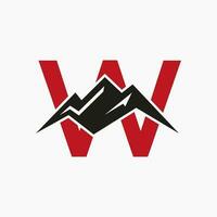 lettre w monter logo. Montagne la nature paysage logo combiner avec colline icône et modèle vecteur