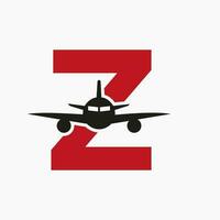 initiale lettre z Voyage logo concept avec en volant air avion symbole vecteur