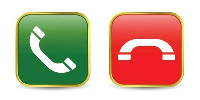 3d réaliste téléphone appel recevoir, rejeter et cadran, entrant appel bouton, rouge et vert appel pousser bouton, Téléphone signe, appel J'accepte et déclin symbole, répondre et rejeter appel bouton ensemble icône vecteur