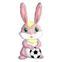 lapin de dessin animé, lièvre avec un ballon de football. personnage enfantin mignon, symbole du nouvel an chinois 2023 vecteur