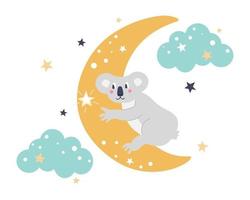 koala mignon drôle sur la lune vecteur