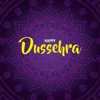 joyeux festival de dussehra avec mandala sur fond violet vecteur