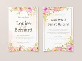 carte d'invitation de mariage modèle de concept floral et feuilles vecteur
