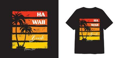 Hawaii plage illustration T-shirt conception et autocollant vecteur